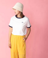 ロゴ刺繍リンガーTシャツ