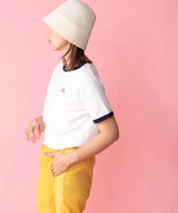 ロゴ刺繍リンガーTシャツ