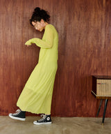 【メール便】配色メローシアーロングワンピース