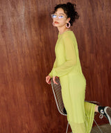 【メール便】配色メローシアーロングワンピース