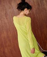 【メール便】配色メローシアーロングワンピース