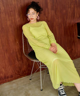 【メール便】配色メローシアーロングワンピース