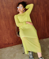 【メール便】配色メローシアーロングワンピース