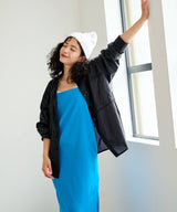 バンドカラー切替デザインシアーシャツ