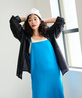 バンドカラー切替デザインシアーシャツ