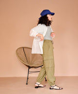 バンドカラー切替デザインシアーシャツ