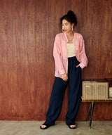 バンドカラー切替デザインシアーシャツ