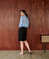 バンドカラー切替デザインシアーシャツ