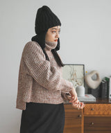 トリコロールヤーンハイネックニット