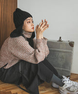 トリコロールヤーンハイネックニット