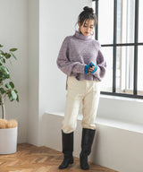 トリコロールヤーンハイネックニット