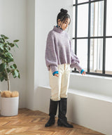 トリコロールヤーンハイネックニット