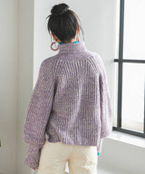 トリコロールヤーンハイネックニット