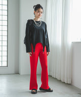 ダンボールセミフレアニットパンツ