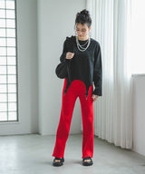 ダンボールセミフレアニットパンツ