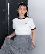 ロゴ刺繍リンガーTシャツ