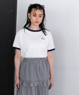 ロゴ刺繍リンガーTシャツ