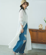 ティアードシャツカラーワンピース