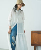 ティアードシャツカラーワンピース