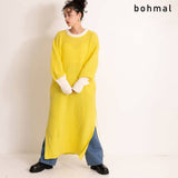 バイカラーボリュームスリーブニットワンピース