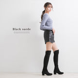 5cmローヒール楽チン美脚ニーハイブーツ【大きいサイズ有】