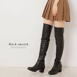5cmローヒール楽チン美脚ニーハイブーツ【大きいサイズ有】