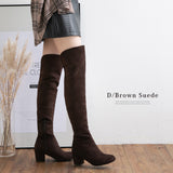 5cmローヒール楽チン美脚ニーハイブーツ【大きいサイズ有】