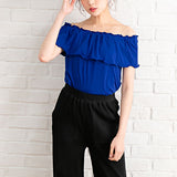 【メール便】肩紐取り外しOK♪オフショル&ベア6wayフリルトップス