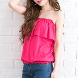 【メール便】肩紐取り外しOK♪オフショル&ベア6wayフリルトップス