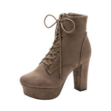 【ブラックのみ定価】10.5cmヒール最強美脚レースアップショートブーツ【大きいサイズ有】