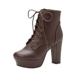 【予約 12/2発送 ブラックのみ】10.5cmヒール最強美脚レースアップショートブーツ【大きいサイズ有】