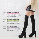 選べる筒幅10.5cmヒール最強美脚フィットニーハイブーツ【大きいサイズ有】