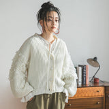 ループ編みVネックニットカーディガン