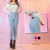 バックレースアップハイウエストオールインワンスキニーパンツ