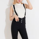 バックレースアップハイウエストオールインワンスキニーパンツ