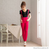 バックレースアップハイウエストオールインワンスキニーパンツ