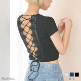 【メール便】バックセクシー開き半袖カットソー