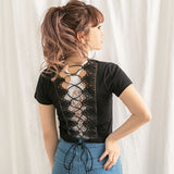 【メール便】バックセクシー開き半袖カットソー