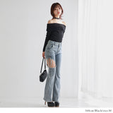 【メール便】折り返しレース使いテレコオフショルトップス