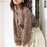 ビットVネックギャザースリーブトップス