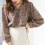 ビットVネックギャザースリーブトップス