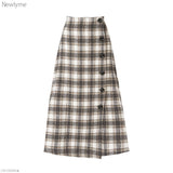 フェイクウールボタンアシメラップスカート