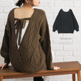 バックシャンケーブルニットトップス