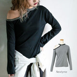 【メール便】肩あきレイヤードカットソートップス【C】