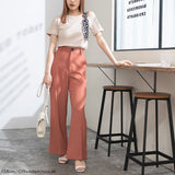 スカーフ付きワンショルリブトップス