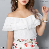 【メール便】フリルレースシフォントップス