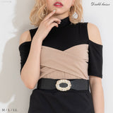 バストクロス肩開きトップス