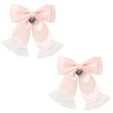 十字架レースフリルツインリボンクリップ