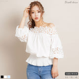 【大きいサイズ】フラワーレースオフショルブラウス