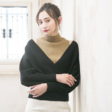レイヤード風カシミヤタッチカシュクールニットトップス